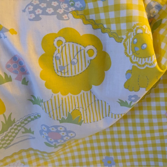 Vintage Yellow Gingham Safari Animal Crib Sheet - Picture 12 of 14